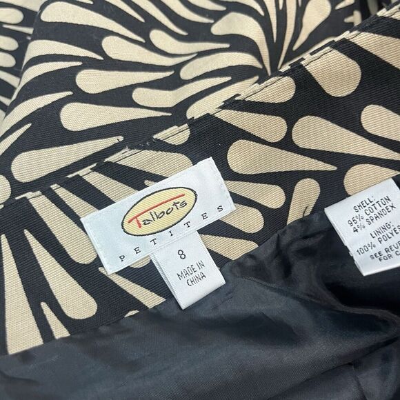 Talbots Skirt size 8 Petite Black Brown Floral Pencil Knee Belt Stretch Pockets - Picture 10 of 10